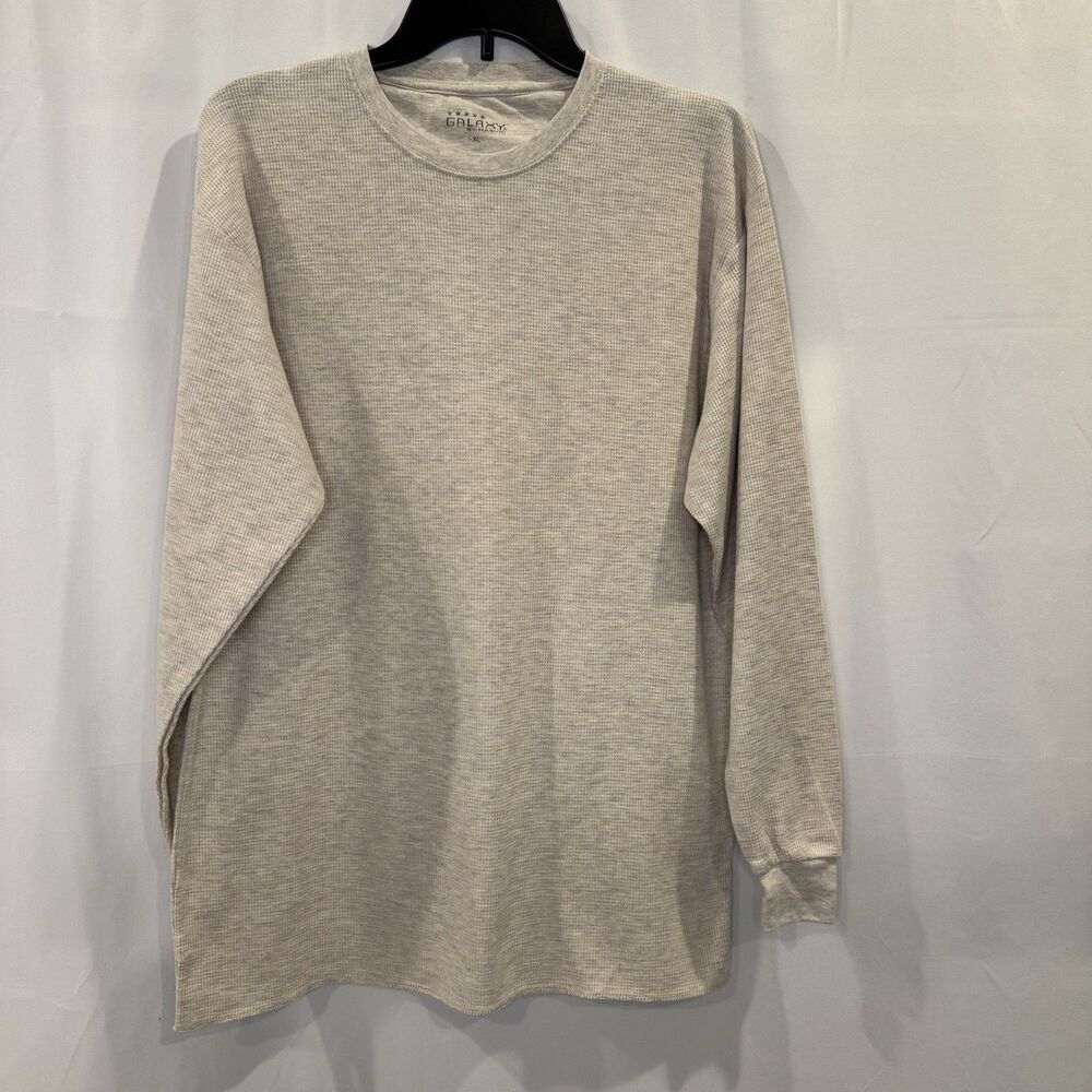 Galaxy by Harvic Men's XL Beige Knit Crew Neck Pullover Henley Long Sleeve